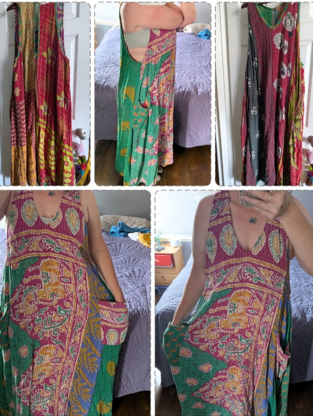 Kantha Bae Sleeveless V-neck Harmony Maxi Dress With POCKETS! - Picture 2 of 6